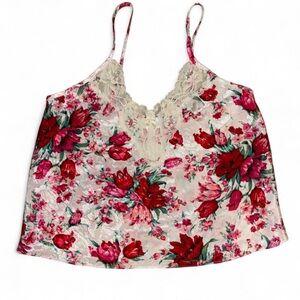 Floral Lace Trim Cami Top